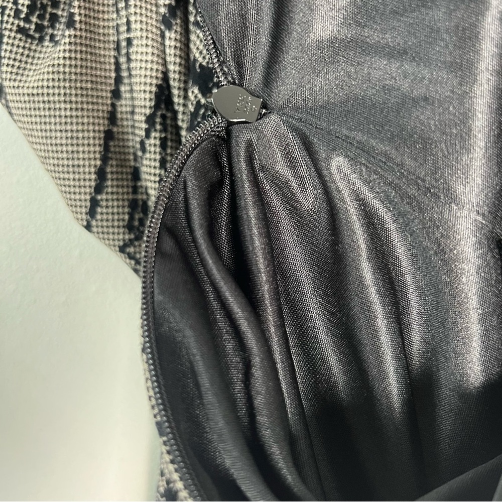 David Meister Women Black and Gray 3/4 Sleeves Midi Dress Size 8 Invisible Zip - Picture 6 of 16